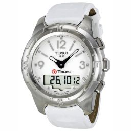 Tissot T-Touch II Titanium Diamond White Leather Ladies Watch T0472204601600