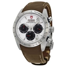 Tudor Fastrider White Dial Chronograph Brown Leather Men's Watch 42000-WSBRLS