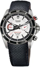 Tudor Grantour White Dial Black Leather Men's Watch 20550N-WMCPL