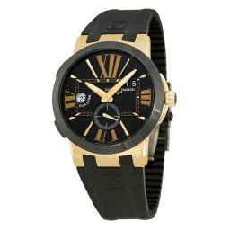 Ulysse Nardin Executive Dual Time Black Dial 18kt Rose Gold Black Rubber Men's Watch 246-00-3-42