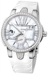Ulysse Nardin Executive Dual Time Lady Mother Of Pearl Dial Rubber Strap Automatic Ladies Watch 243-10B-3C-391