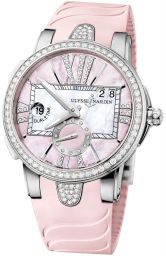 Ulysse Nardin Executive Dual Time Lady Pink Mother Of Pearl Dial Rubber Strap Automatic Ladies Watch 243-10B-3C-397