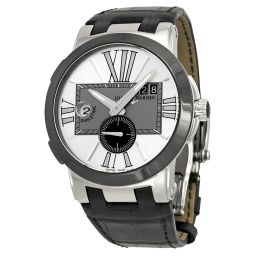 Ulysse Nardin Executive Dual Time Silver Dial Black Leather Automatic Men's Watch 243-00-421