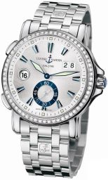 Ulysse Nardin GMT Big Date Silver Dial Stainless Steel Diamond Automatic Men's Watch 243-55B-7-91