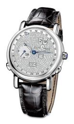 Ulysse Nardin GMT Perpetual Diamond Pave Dial Leather Strap Automatic Men's Watch 320-82-091
