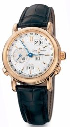 Ulysse Nardin GMT Perpetual Silver Dial 18kt Rose Gold Black Leather Men's Watch 326-22