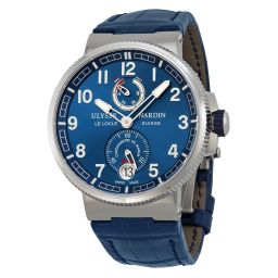 Ulysse Nardin Marine Chronometer Blue Dial Blue Alligator Leather Men's Watch 1183-126-63